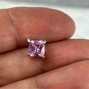 NEW Macy's 925 Sterling Silver SINGLE Pink Topaz Stud Earring Dainty Romantic